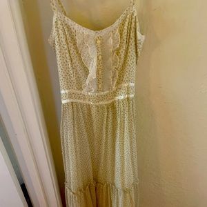 Vintage white Gunne Sax maxi floral prairie dress